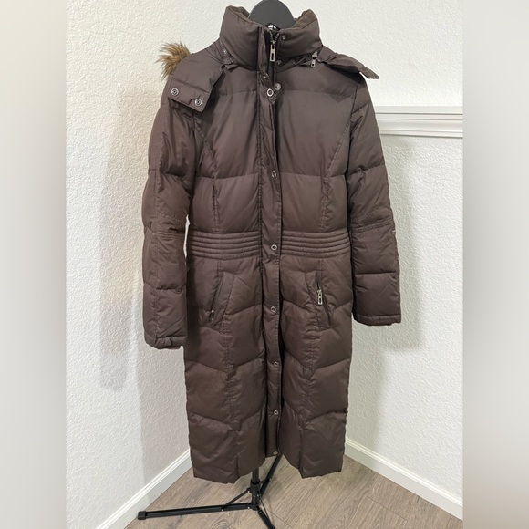 Esprit Jackets & Blazers - Espirit Brown Long Puffer Coat with Fur Trim
